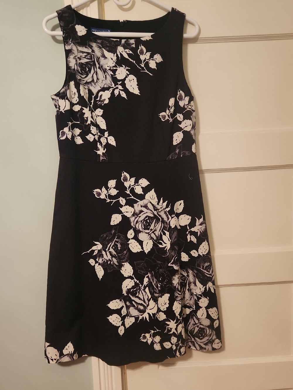 Talbots Black and White Floral Sleeveless Midi Dress